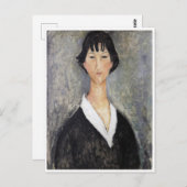 Zwart Haired Jong Meisje, Modigliani Briefkaart (Voorkant / Achterkant)