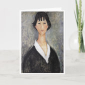 Zwart Haired Jong Meisje, Modigliani Kaart (Voorkant)