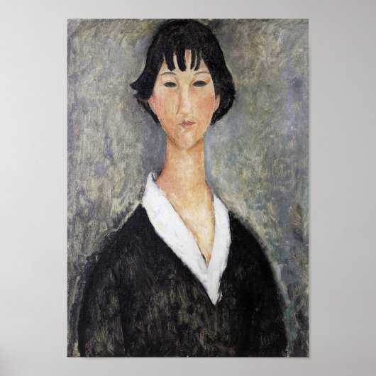 Zwart Haired Jong Meisje, Modigliani Poster (Voorkant)