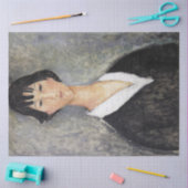 Zwart Haired Jong Meisje, Modigliani Tissuepapier (Craft)