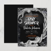 Zwart Halloween Baby shower Invitation Uitnodiging Briefkaart (Voorkant / Achterkant)