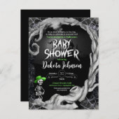 Zwart Halloween Baby shower Invitation Uitnodiging Briefkaart (Voorkant / Achterkant)