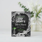 Zwart Halloween Baby shower Invitation Uitnodiging Briefkaart (Staand voorkant)
