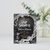 Zwart Halloween Baby shower Invitation Uitnodiging Briefkaart (Staand voorkant)