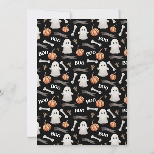 Zwart Halloween Baby shower Kaart (Achterkant)