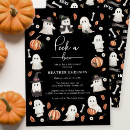 Zwart Halloween Baby shower Kaart