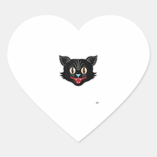 Zwart Halloween Cat Hart Sticker (Voorkant)