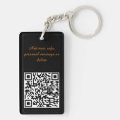 Zwart Halloween Cat QR-code Sleutelhanger (achterkant)