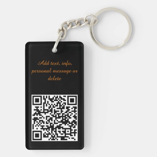 Zwart Halloween Cat QR-code Sleutelhanger (achterkant)