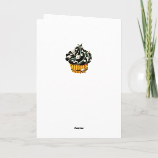 Zwart Halloween Cupcake Kaart (Achterkant)