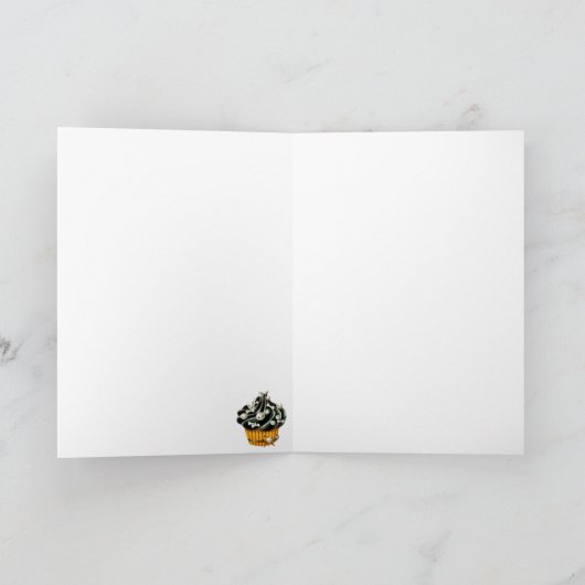 Zwart Halloween Cupcake Kaart (Binnen)