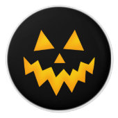 Zwart Halloween Gloeiende Jack op Lantaarn Pompoen Keramische Knop (Voorkant)