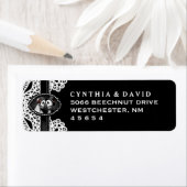 Zwart Halloween Kant Skeletten Trouwadres Etiket (Insitu)