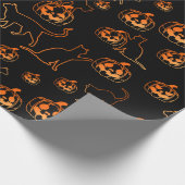 Zwart Halloween Katten en Jack-o-Lantern Patroon Cadeaupapier (Hoek)