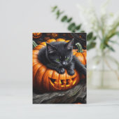 Zwart Halloween Kitten Briefkaart (Staand voorkant)