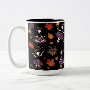 Zwart Halloween Kleine Heks Tweekleurige Koffiemok