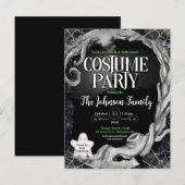 Zwart Halloween Kostuum Party Uitnodiging (Voorkant / Achterkant)