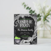 Zwart Halloween Kostuum Party Uitnodiging (Staand voorkant)