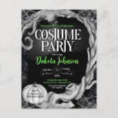 Zwart Halloween Kostuum Party Uitnodiging w / RSVP (Voorkant)