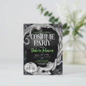 Zwart Halloween Kostuum Party Uitnodiging w / RSVP (Staand voorkant)