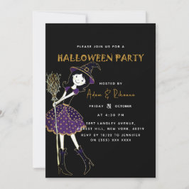 Zwart | Halloween Magische Bezem Kaart