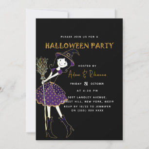 Zwart Halloween Magische Bezem Kaart