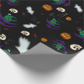 Zwart Halloween-omslagpapier Cadeaupapier (Hoek)