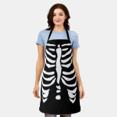 Zwart Halloween party apron met skeletribkooi Schort (Gedragen)