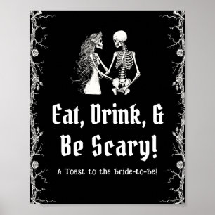 Zwart Halloween Skeleton Eet Drink & Wees eng Teke Poster