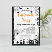 Zwart Halloween Spooktacular Party Uitnodiging (Staand voorkant)