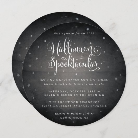 Zwart Halloween Spooktacular Square/Round Kaart (Voorkant / Achterkant)