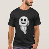 Zwart Halloween T-shirt met Spooky Ghost. (Voorkant)