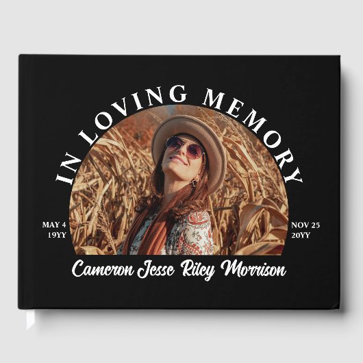 Zwart Halve Maan Foto gebogen tekst in liefdevolle Gastenboek (Voorkant)