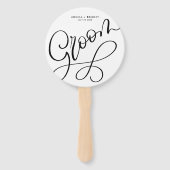 Zwart Hand Geletterd Script Groom Wedding Fan Handwaaier (Achterkant)