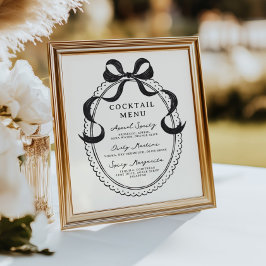 Zwart Hand getrokken boog Lijst Cocktail Menu Poster