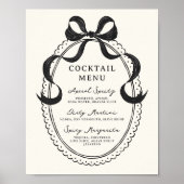 Zwart Hand getrokken boog Lijst Cocktail Menu Poster (Voorkant)