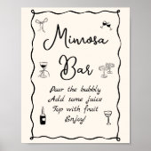 Zwart Hand getrokken Vrijgezellenfeest Mimosa Bar Poster (Voorkant)