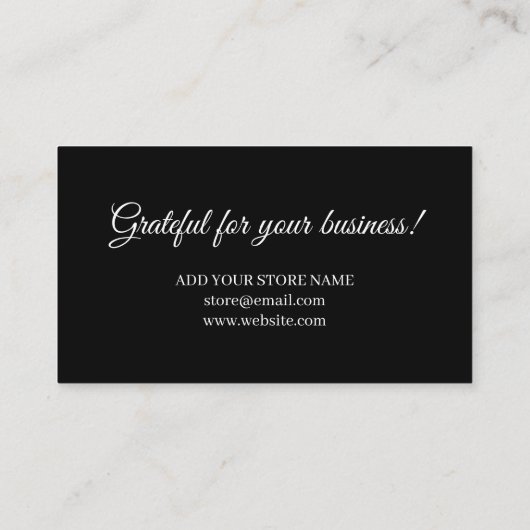 Zwart Handgeschreven Discount Kaart | Moderne kaar Kortingskaartje (Achterkant)