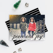 Zwart handgeschreven foto voor vrede en vreugde feestdagenkaart