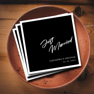 Zwart handgeschreven Just Married Servet