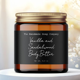 Zwart handgeschreven label voor body butter pot waterfles etiket