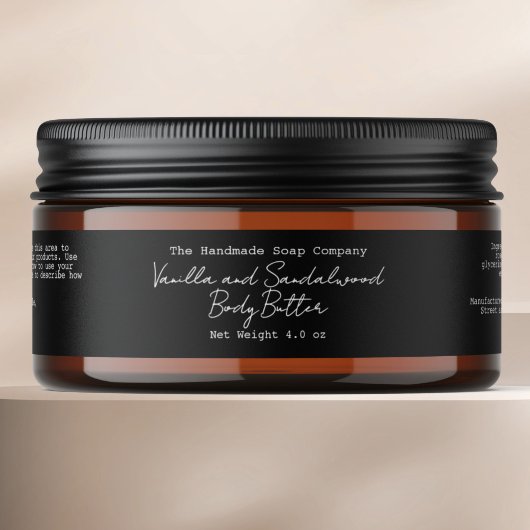 Zwart handgeschreven minimalistisches body butter