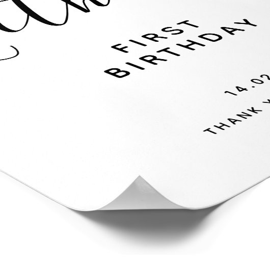 Zwart handgeschreven script 30th Birthday Welkom Poster (Hoek)