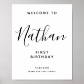 Zwart handgeschreven script 30th Birthday Welkom Poster (Voorkant)