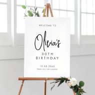 Zwart handgeschreven script 30th Birthday Welkom Poster