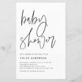 Zwart handgeschreven script Baby shower uitnodigen (Voorkant)
