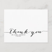 Zwart handgeschreven script bedankt Briefkaart (Voorkant)