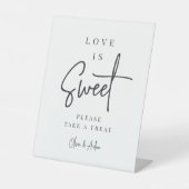 Zwart | Handgeschreven script bruiloft dessert taf Reclamebord Met Voetstuk (Voorkant)