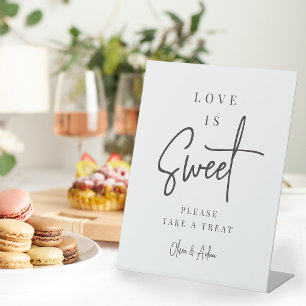 Zwart   Handgeschreven script bruiloft dessert taf Reclamebord Met Voetstuk