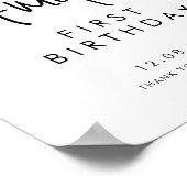 Zwart handgeschreven script eerste verjaardag poster (Hoek)